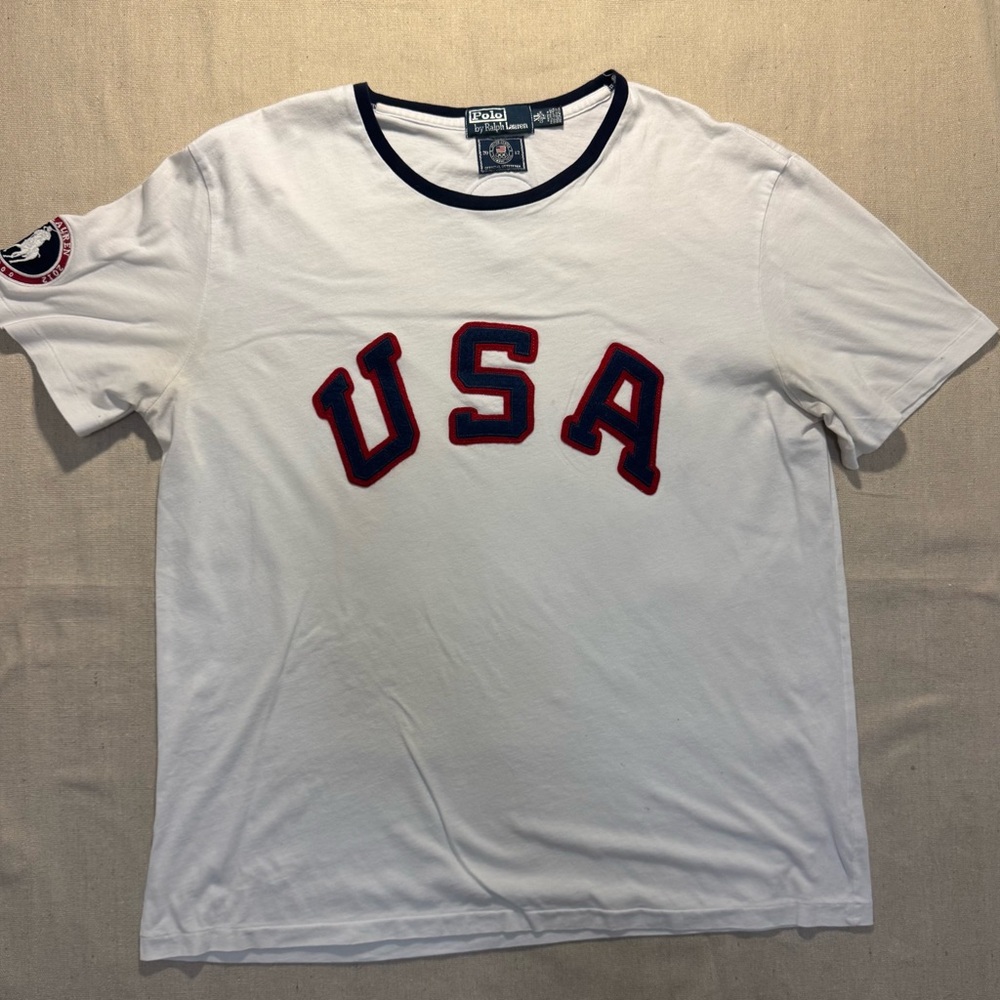 Polo Ralph Lauren USA White T-Shirt sz L Olympics 2012